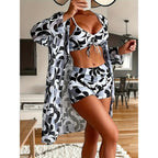 Fashionable Printed Bikini Three-Piece Set