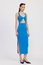 FRONT KNOT MIDI DRESS WITH CUTOUT