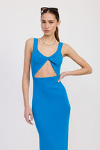 FRONT KNOT MIDI DRESS WITH CUTOUT