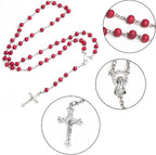 Red Rosary Beads Necklace