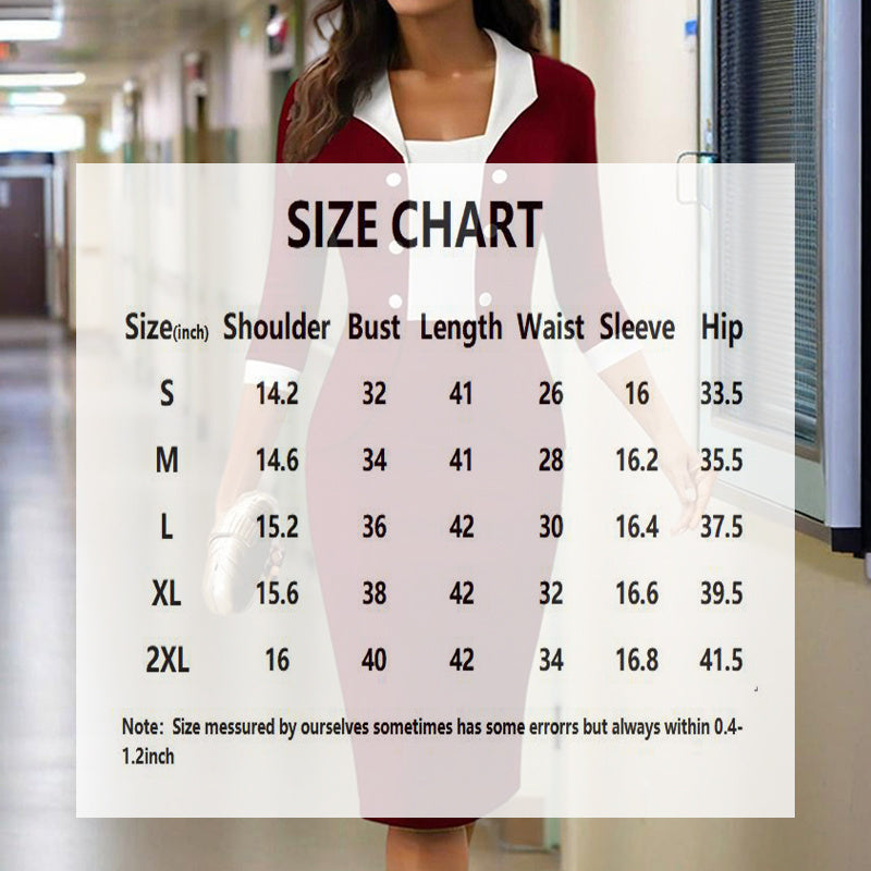 Women Elegant Elbow Sleeve Button Detail And Notch Neck Bodycon Dress