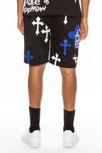 Bejewelled Chrome Skull Shorts EMS4107