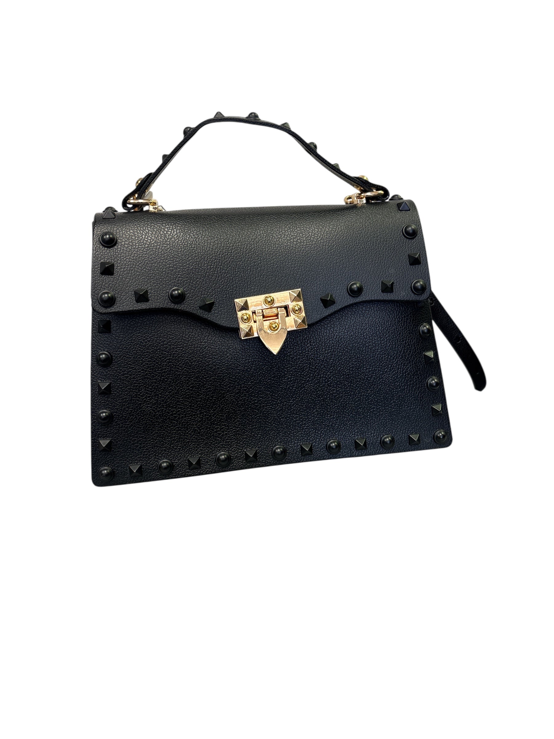 Women's Purse BlackChic Studded Top-Handle Bag