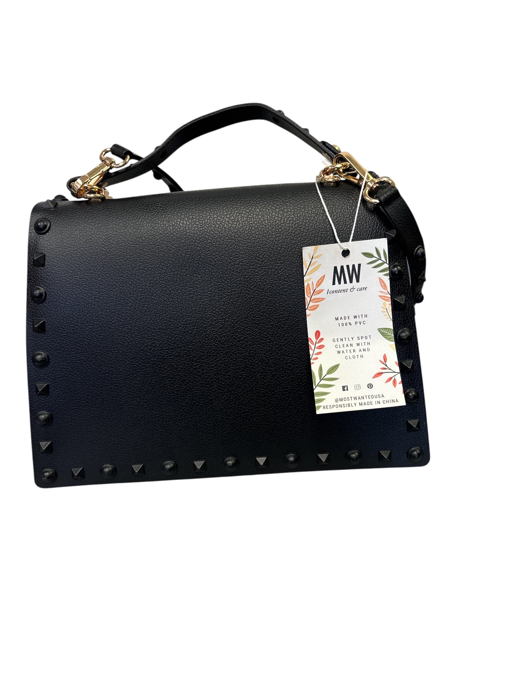 Women's Purse BlackChic Studded Top-Handle Bag