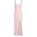 Slim Sleeveless Slit Dress With Back Tie Design Fashion Temperament