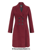 De La Creme - Womens Slim Fit Double Breasted Roll Collared Coat