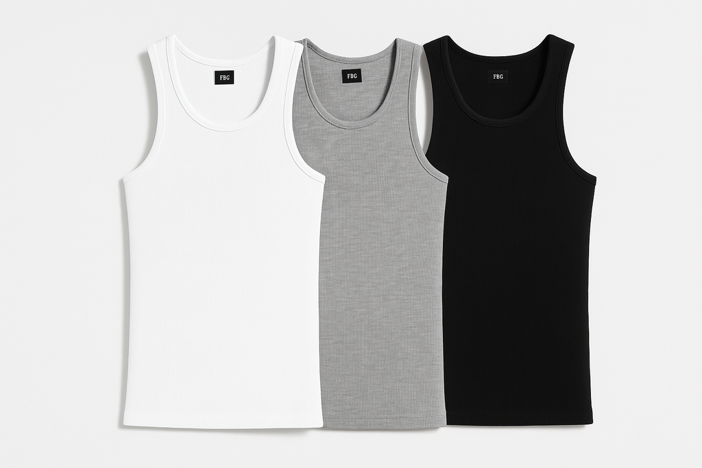 Men's 100% Cotton Ribbed Tank Tops 3-Pack