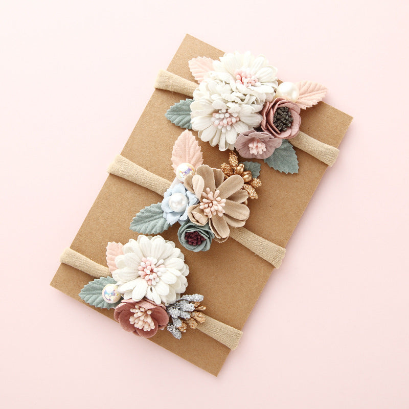 Baby Floral Decoration Design Elastic Hair Rope 2 pcs.
