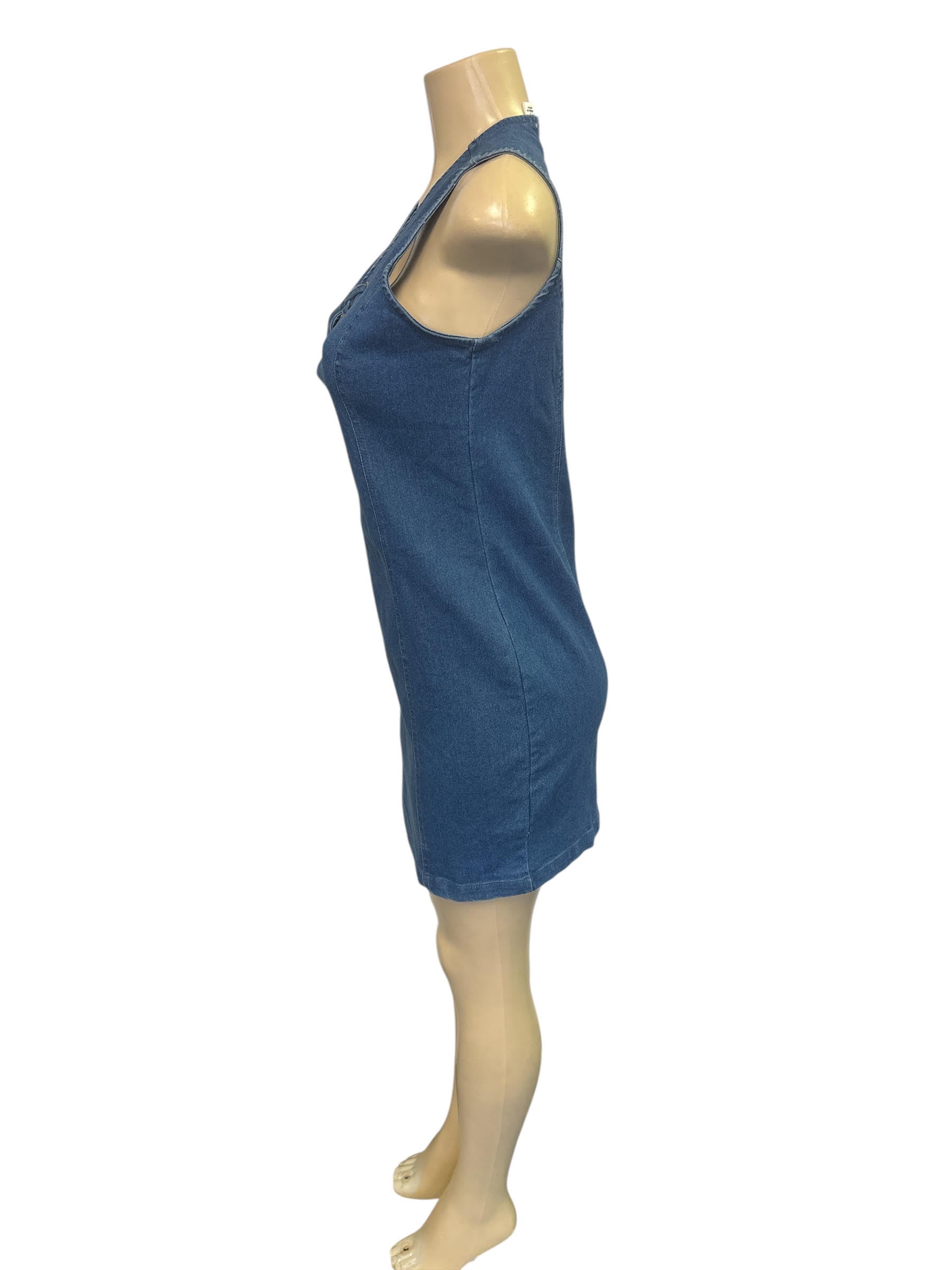 denim mini dress.