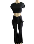 CUOREZ Women's Color Jacquard Strap Pants Set Two Piece