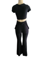 CUOREZ Women's Color Jacquard Strap Pants Set Two Piece