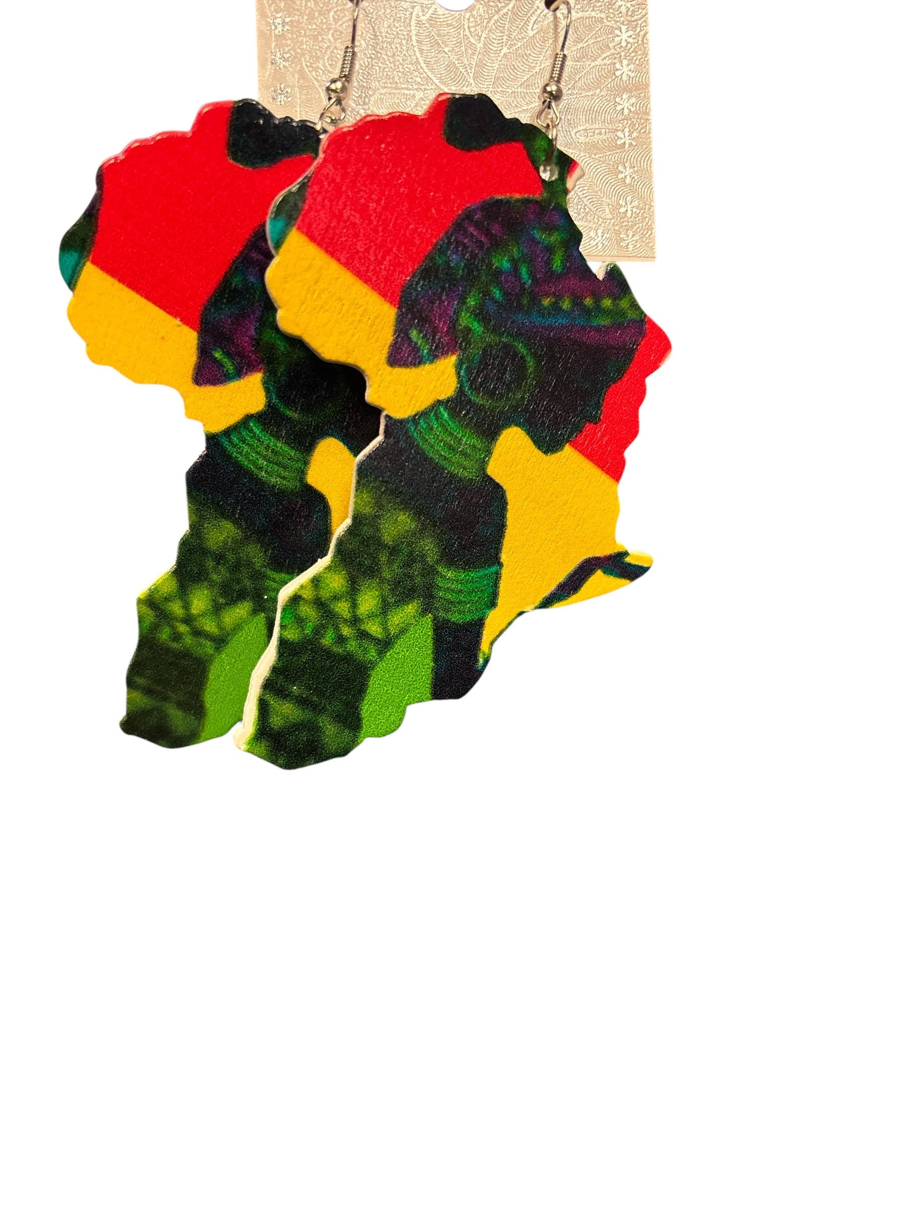 African Woman Map Dangle Earrings