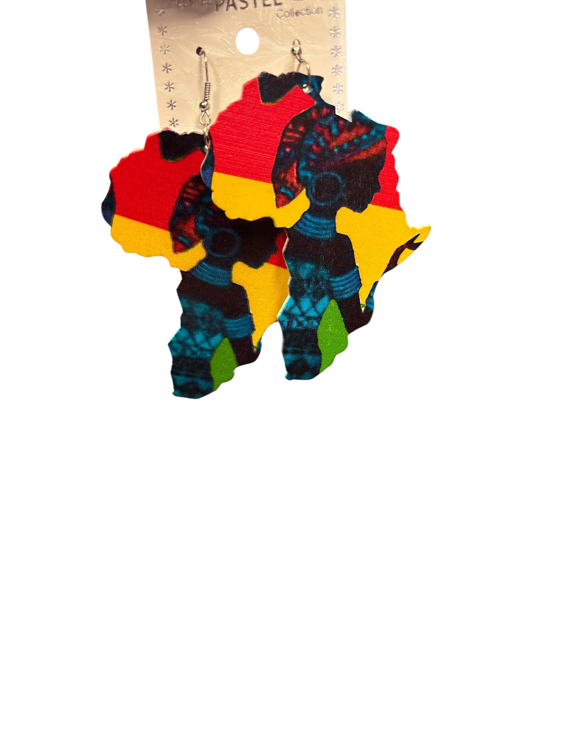 African Woman Map Dangle Earrings