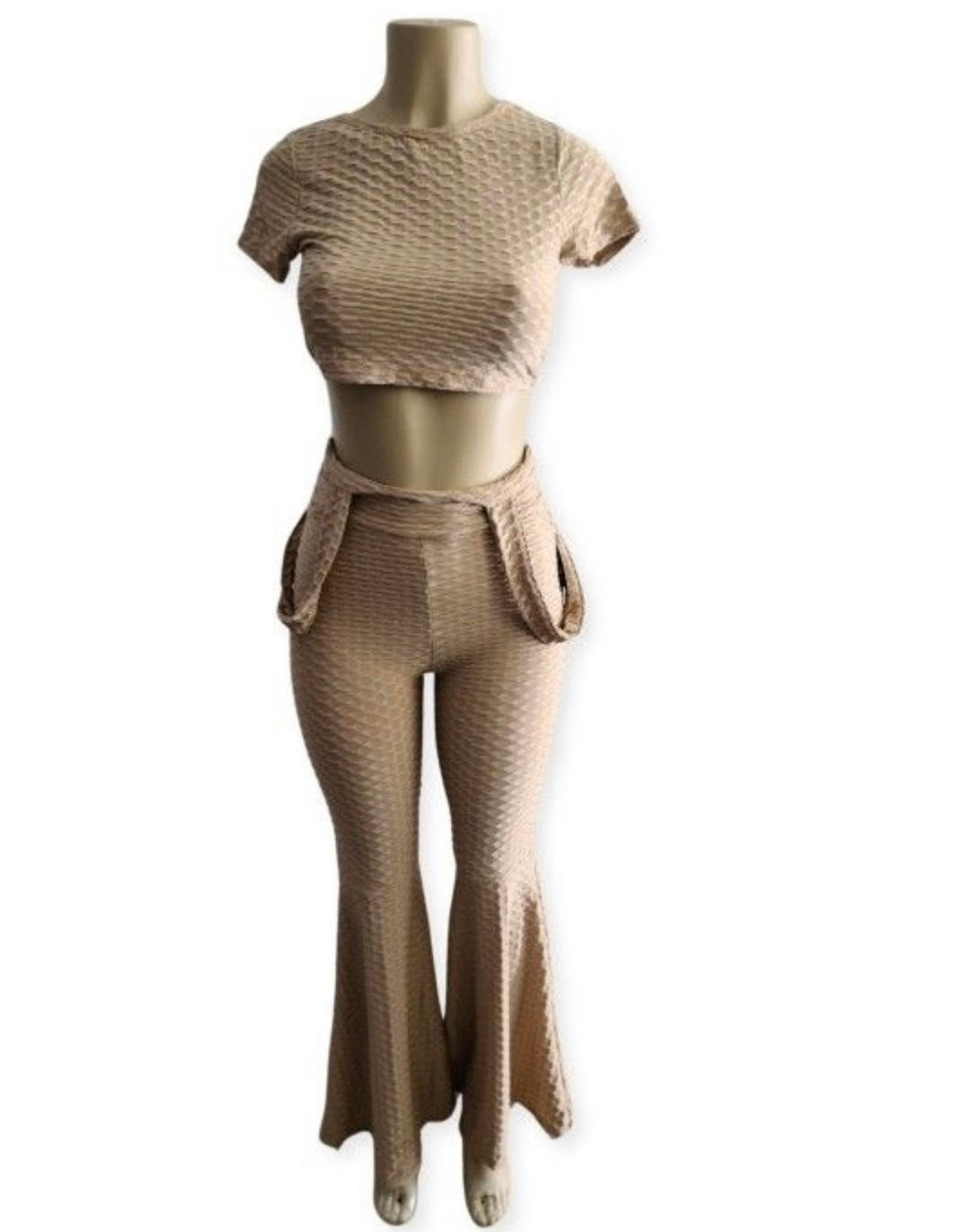CUOREZ Women's Color Jacquard Strap Pants Set Two Piece