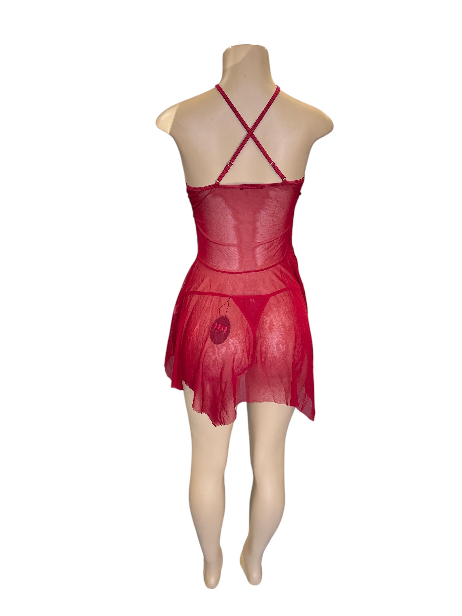 Avidlove Women's Lace Babydoll Lingerie | V-Neck Chemise Sleepwear in Dark Red