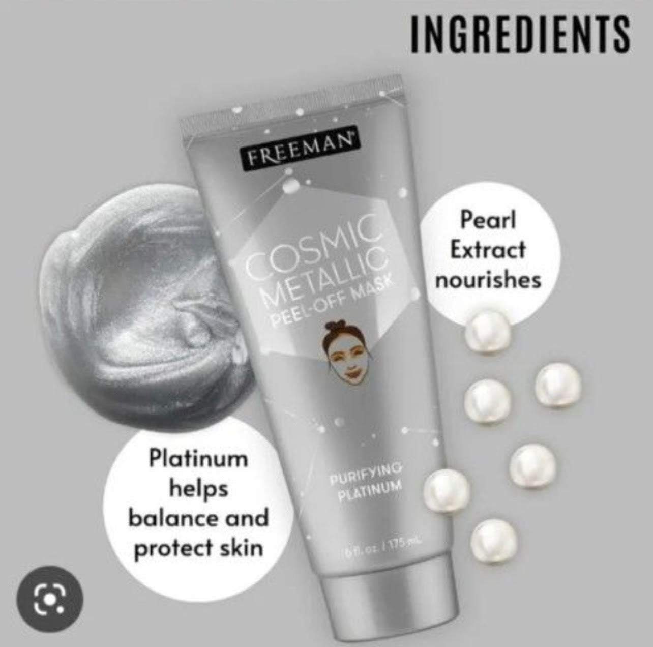 Freeman Cosmic Metallic Peel-Off Mask | Purifying Platinum Face Mask