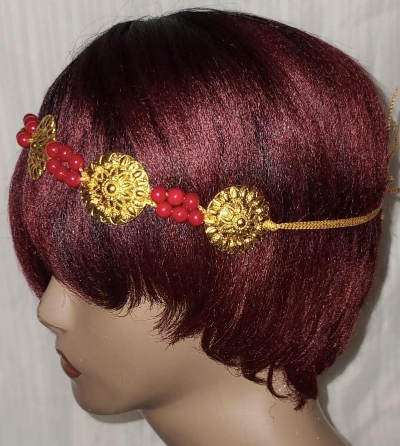 Gold & Green Beaded Headband