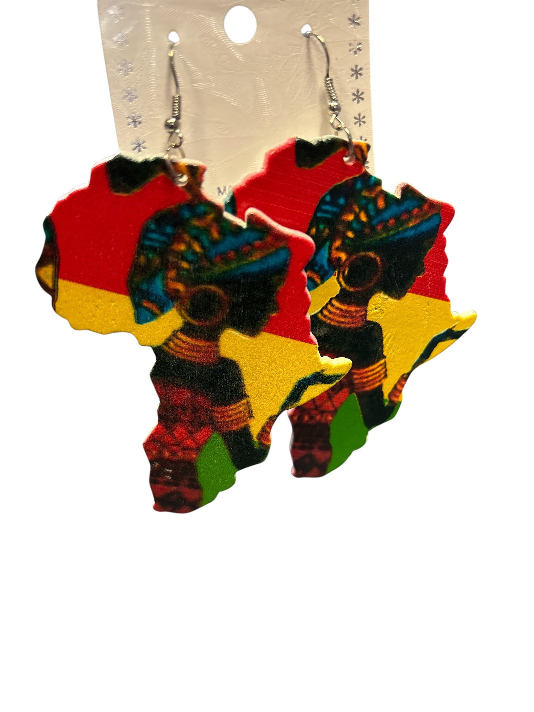 African Woman Map Dangle Earrings