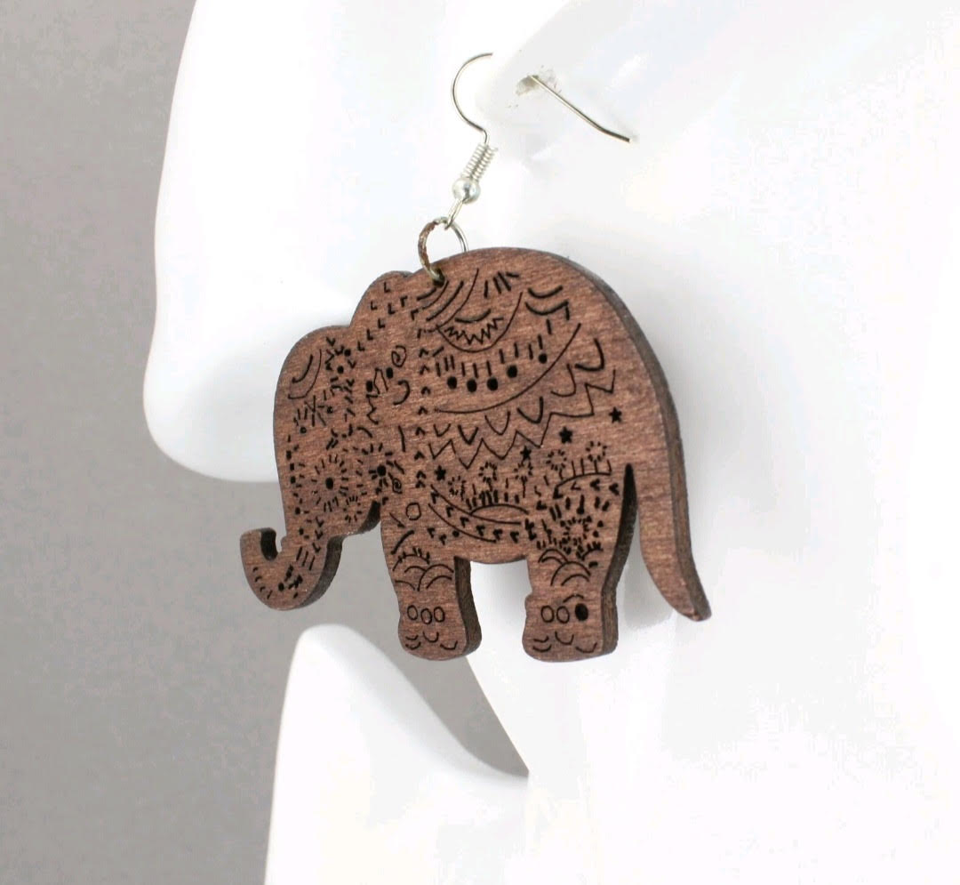 Black Elephant Dangle Earrings