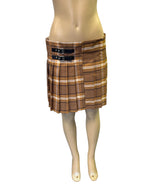 No Boundaries Brown Plaid Mini Skirt with Buckles
