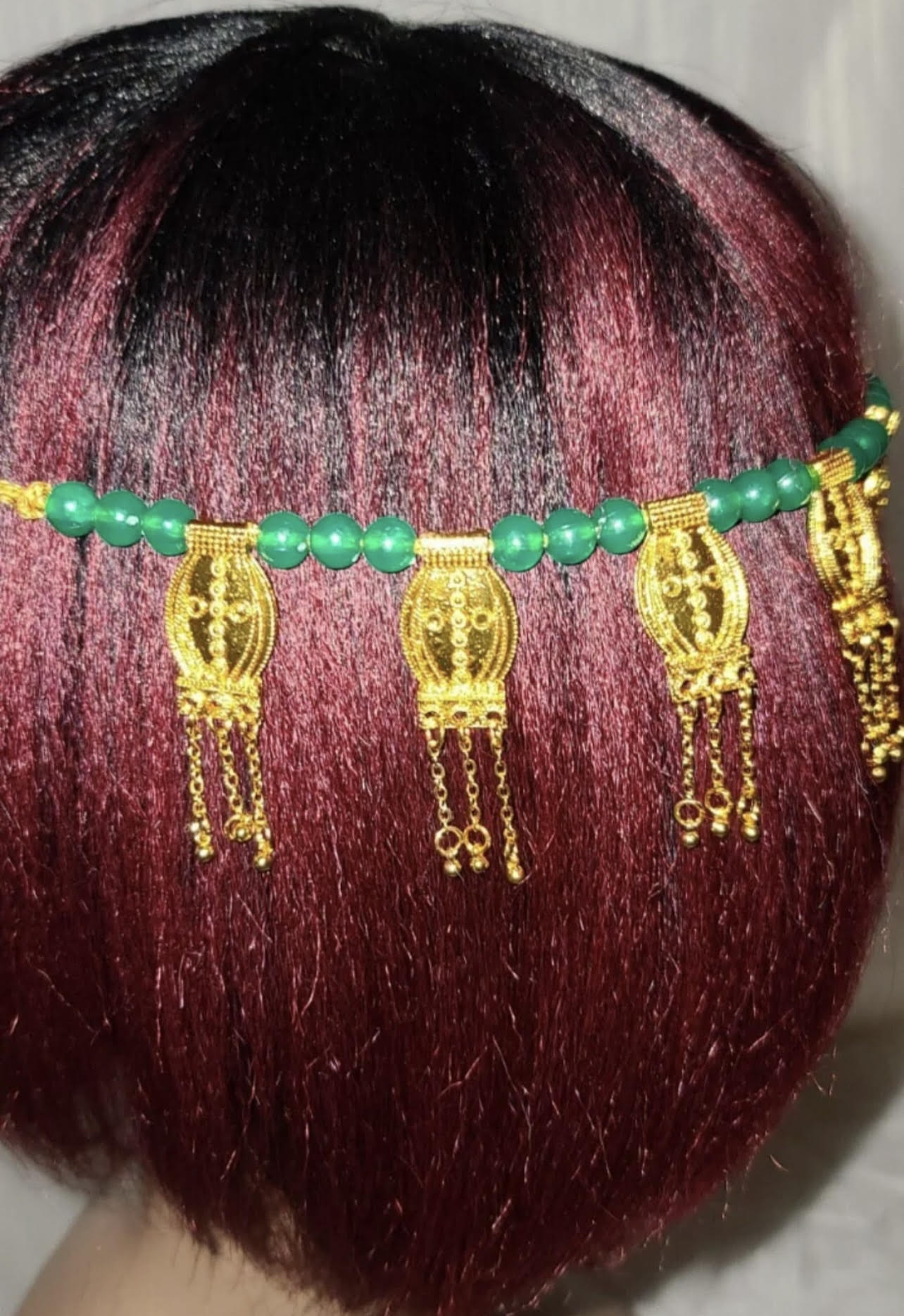Gold & Green Beaded Headband