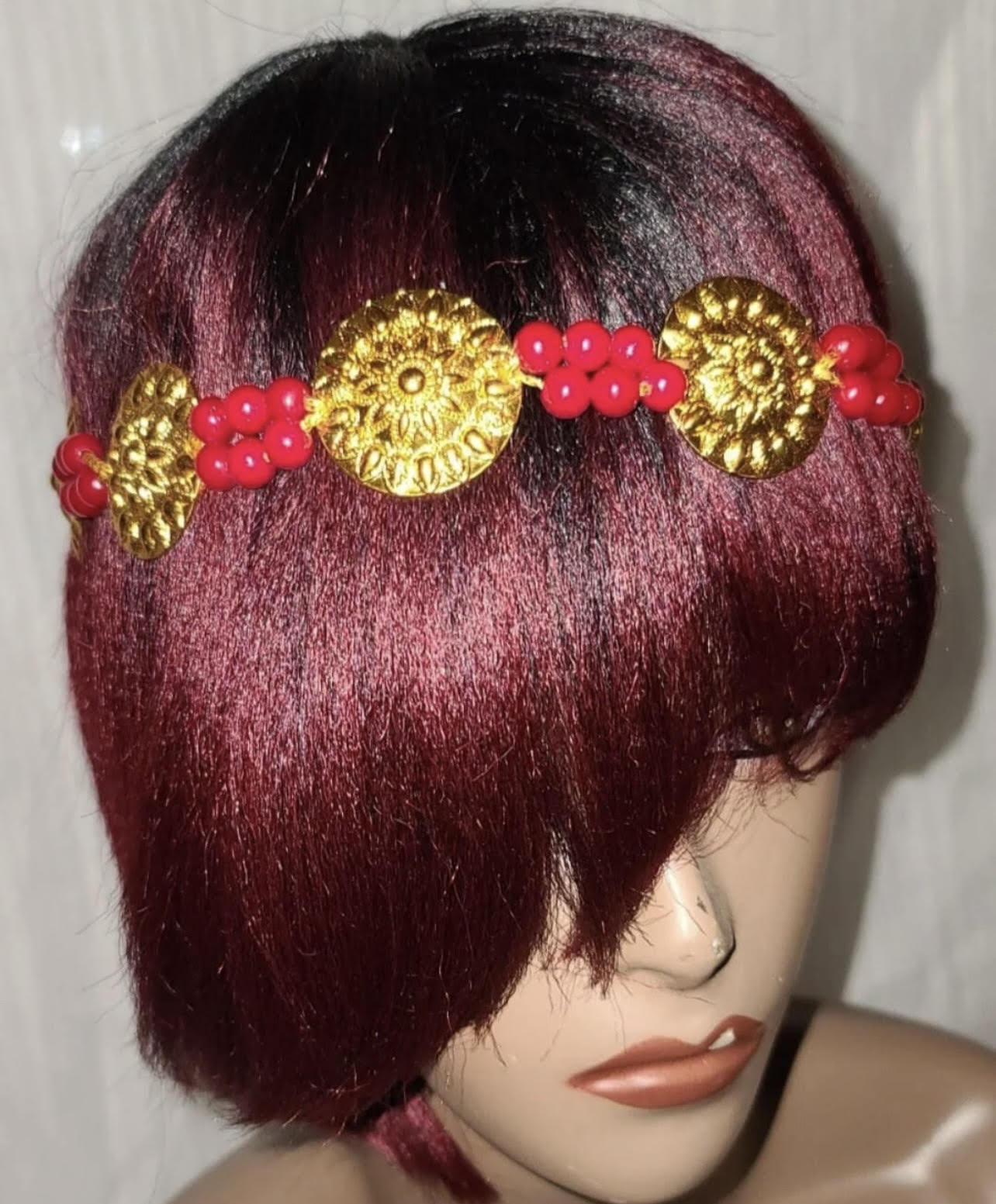 Gold & Green Beaded Headband