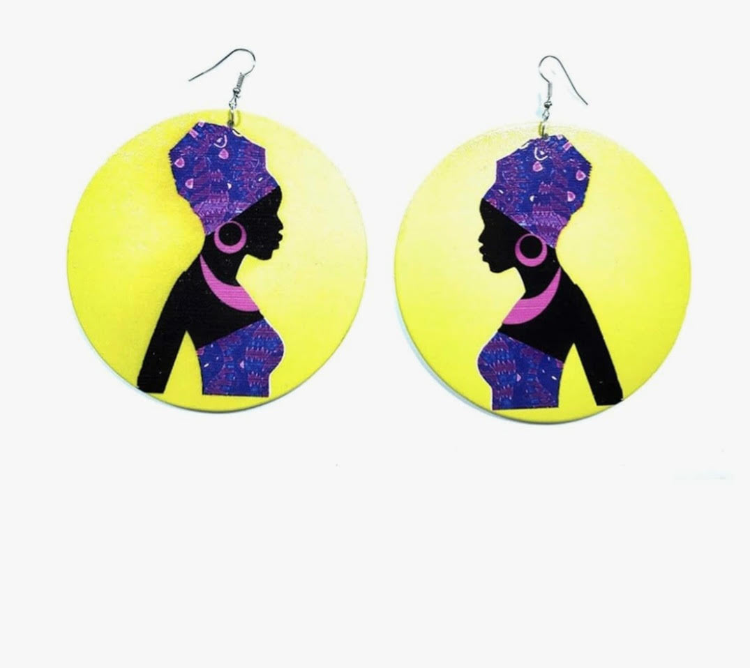 African Queen Traditional Turban Fashion Dangle Earrings