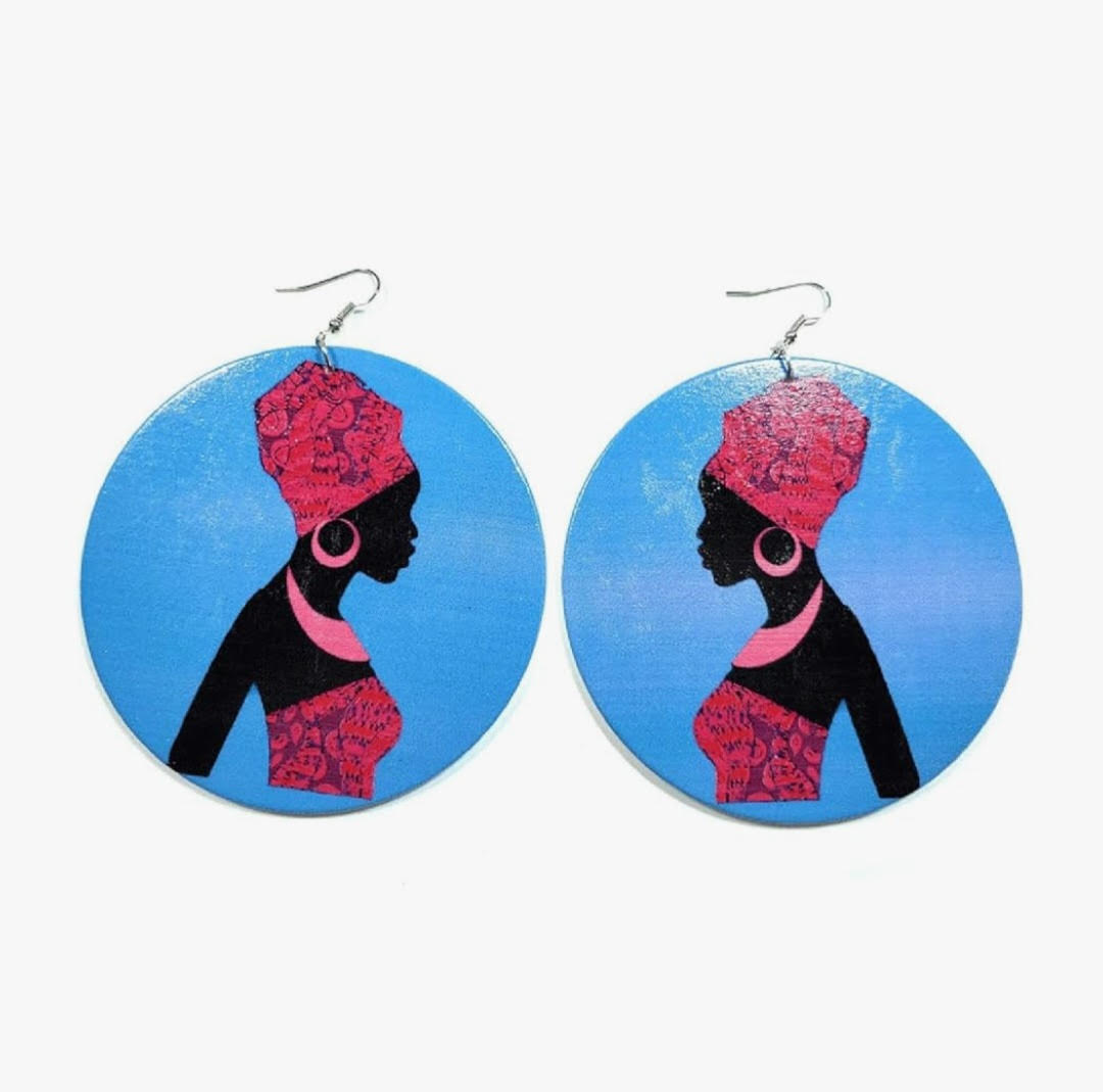 African Queen Traditional Turban Fashion Dangle Earrings