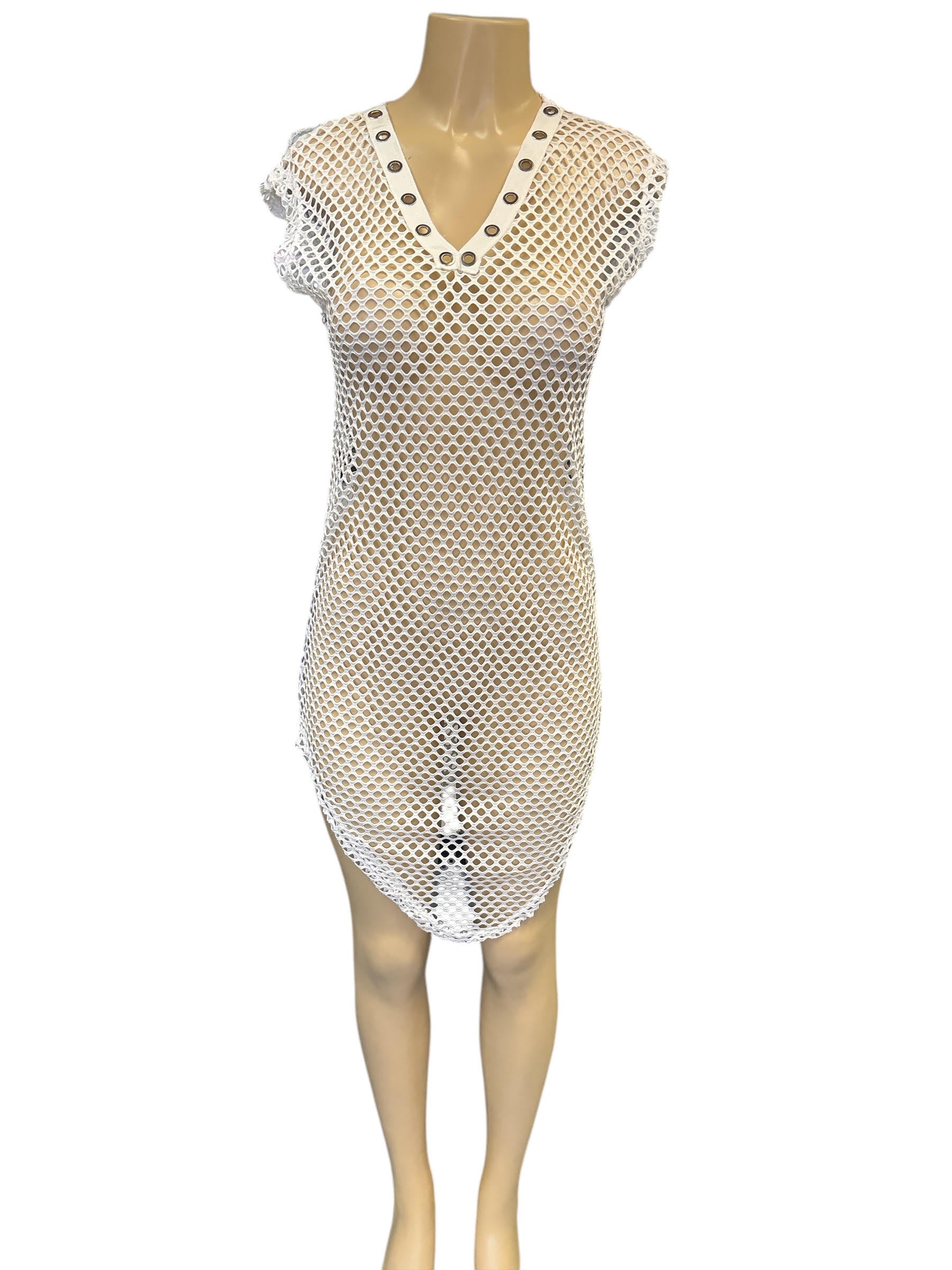 White Fishnet Dress