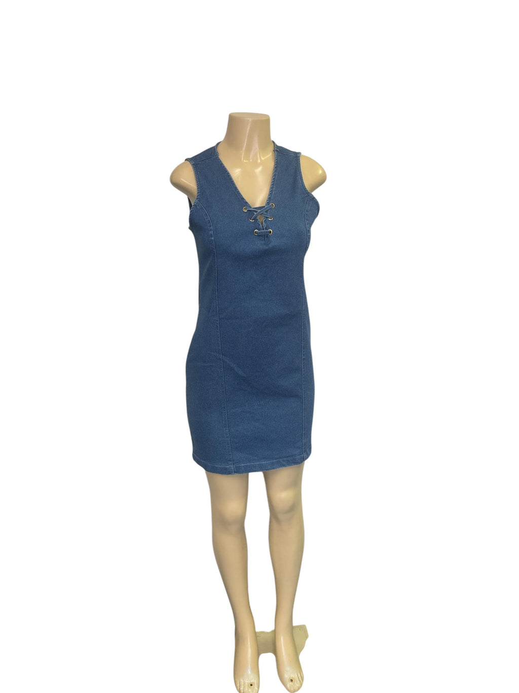 denim mini dress.