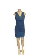 denim mini dress.