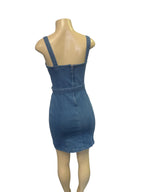 denim mini dress.