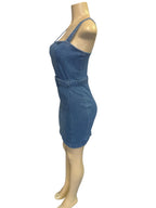 denim mini dress.
