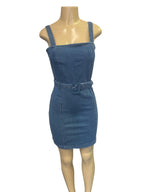 denim mini dress.