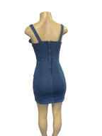 denim mini dress.