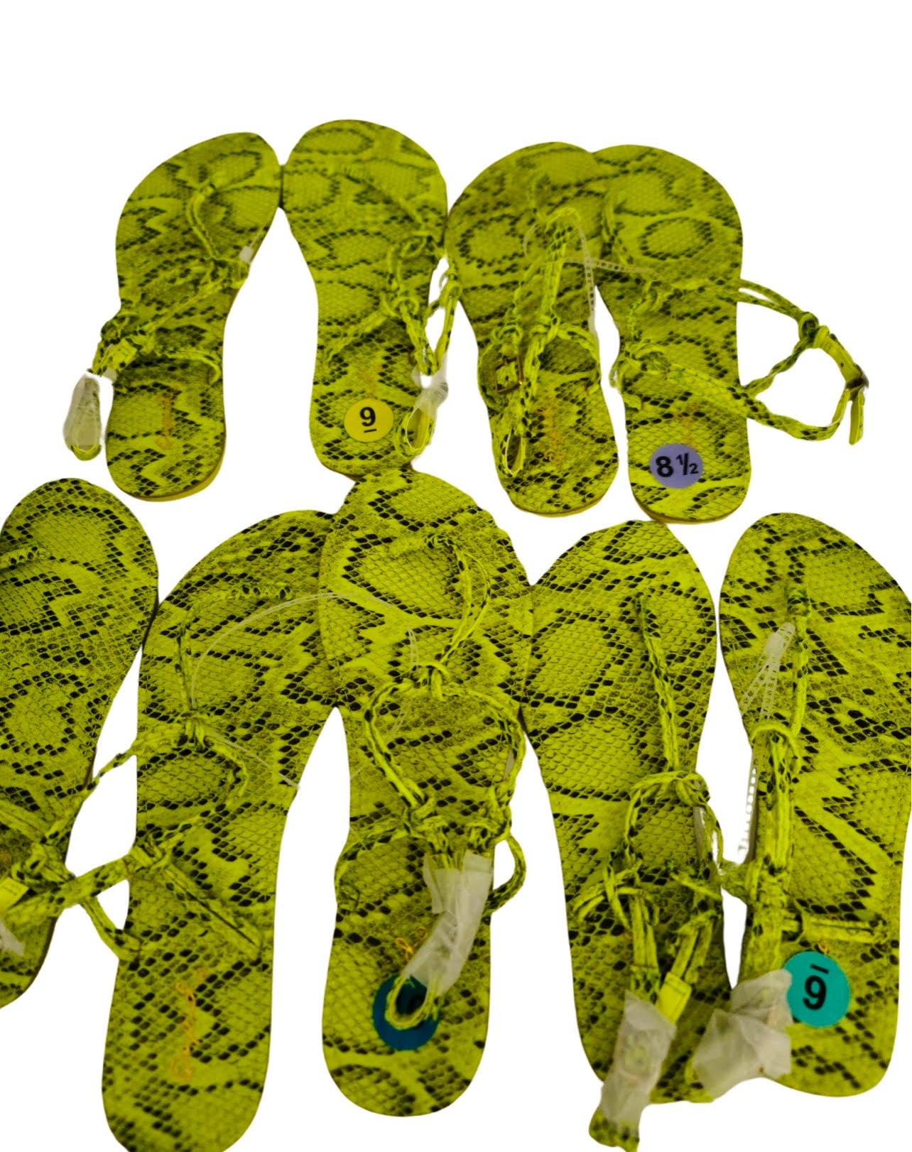 Yellow snake skin patterned sandals
