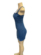 denim mini dress.