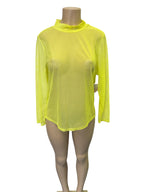 Pink Sheer Mesh Long-Sleeve Top