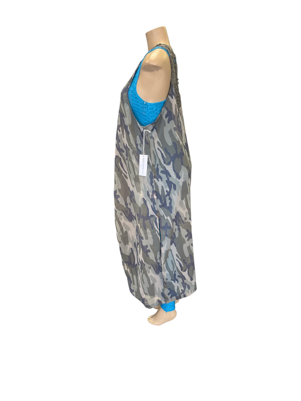 Camo Print Open Front Duster Vest