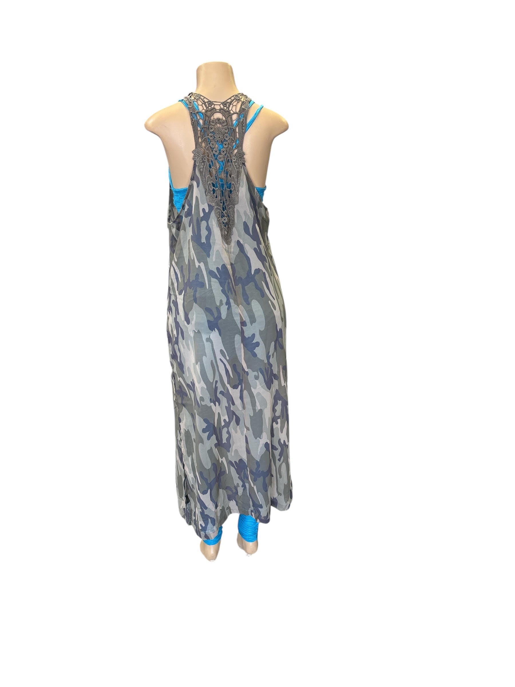 Camo Print Open Front Duster Vest