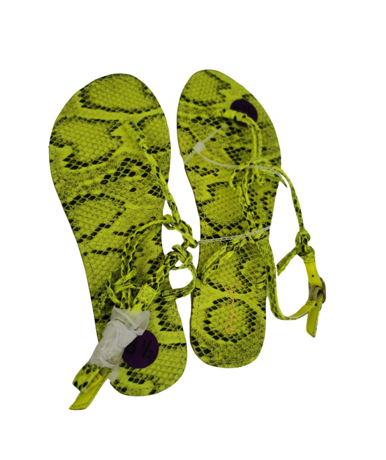 Yellow snake skin patterned sandals