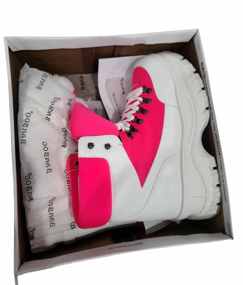 Hot Pink Platform Combat Boots